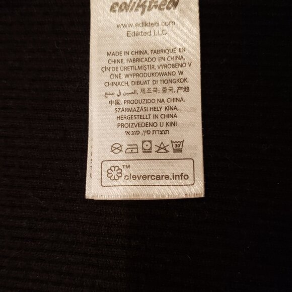 Edikted Jazlyn Long Sleeve Black Ribbed Sweater Dress Size Large - Picture 13 of 15